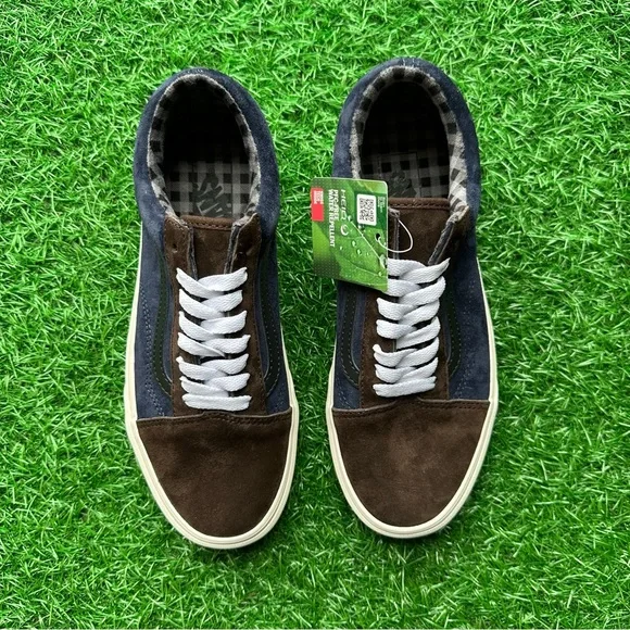 Vans Old Skool Pig Suede Plaid Brown Navy - Picture 10 of 11